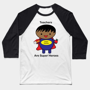 Teacher Male Black Super Hero Baseball T-Shirt